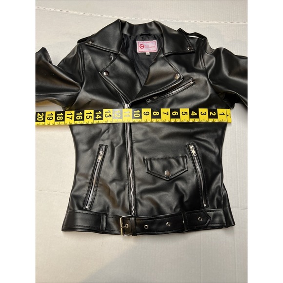 Celeb Leather Jacket Women's Small Patched Zippers Belt Black South Side Serpent - Picture 3 of 12